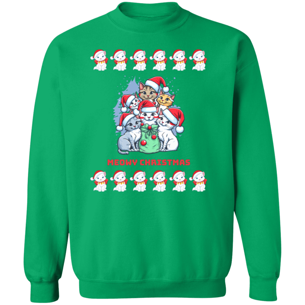 Meowy Christmas Cat Sweatshirt RL G180 Crewneck Pullover Sweatshirt