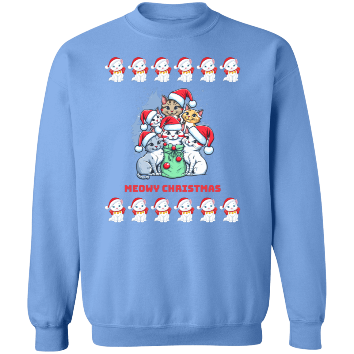 Meowy Christmas Cat Sweatshirt RL G180 Crewneck Pullover Sweatshirt