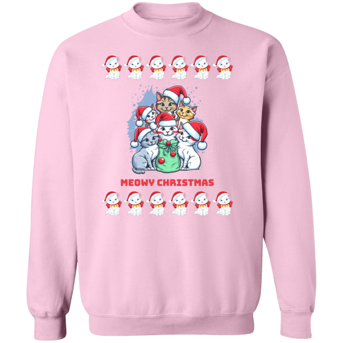 Meowy Christmas Cat Sweatshirt RL G180 Crewneck Pullover Sweatshirt