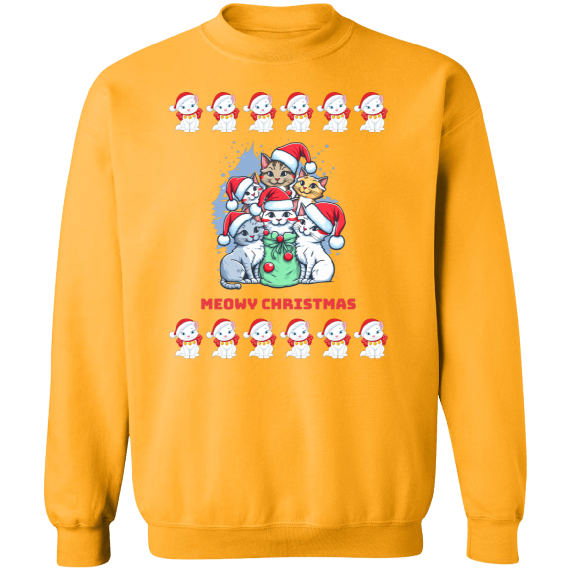 Meowy Christmas Cat Sweatshirt RL G180 Crewneck Pullover Sweatshirt