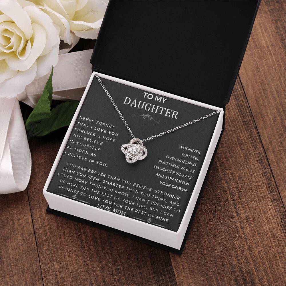To My Daughter Love Knot Necklace From Mom