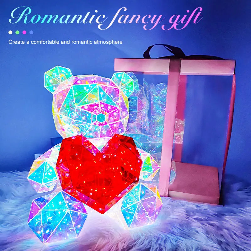 30CM Glowing Bear with Bag Valentine'S Day Gift Magic Luminous Bear Home Livingroom Desktop Decor Girl Grilfriend Creative Gift