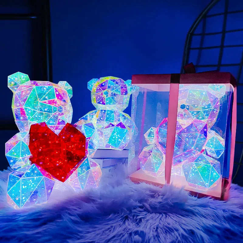 30CM Glowing Bear with Bag Valentine'S Day Gift Magic Luminous Bear Home Livingroom Desktop Decor Girl Grilfriend Creative Gift