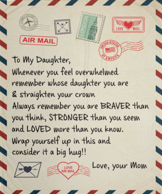 Letter to Daughter From Mom Blanket