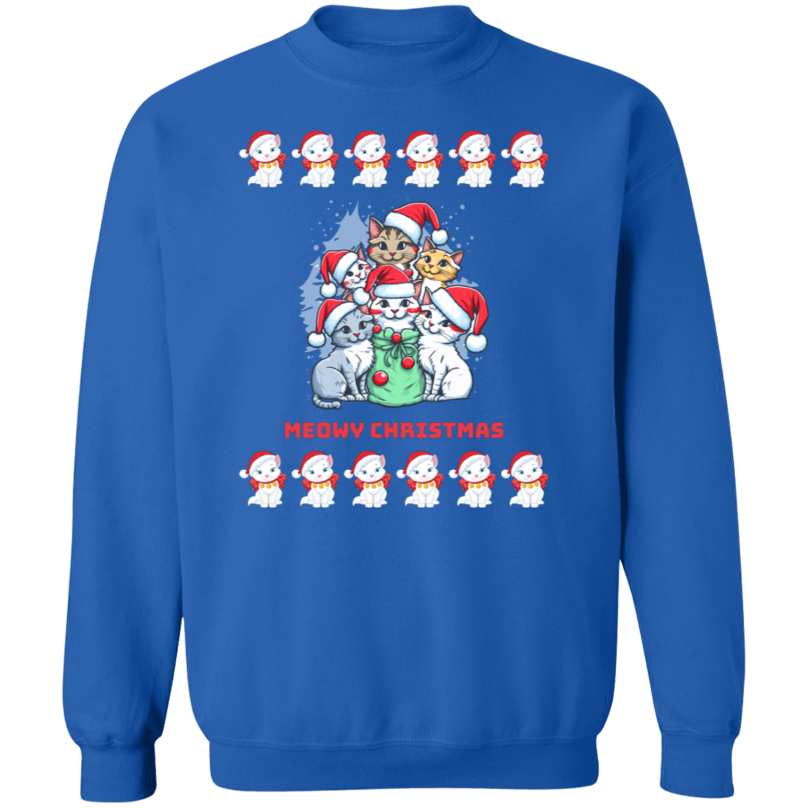 Meowy Christmas Cat Sweatshirt RL G180 Crewneck Pullover Sweatshirt