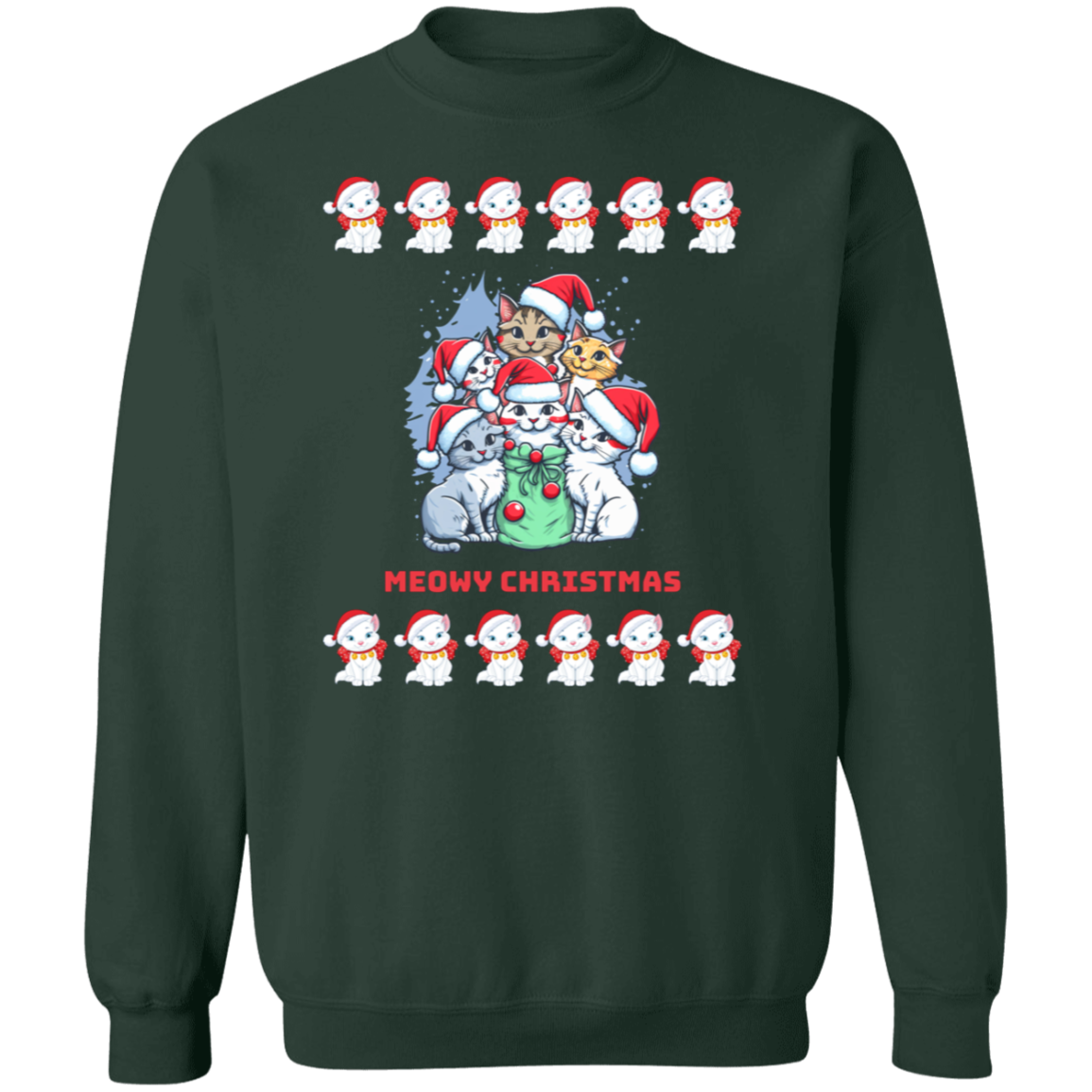 Meowy Christmas Cat Sweatshirt RL G180 Crewneck Pullover Sweatshirt