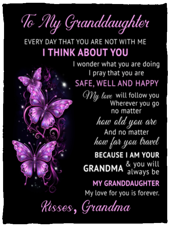 I Think About You Blanket to Granddaughter from Grandma 30x40