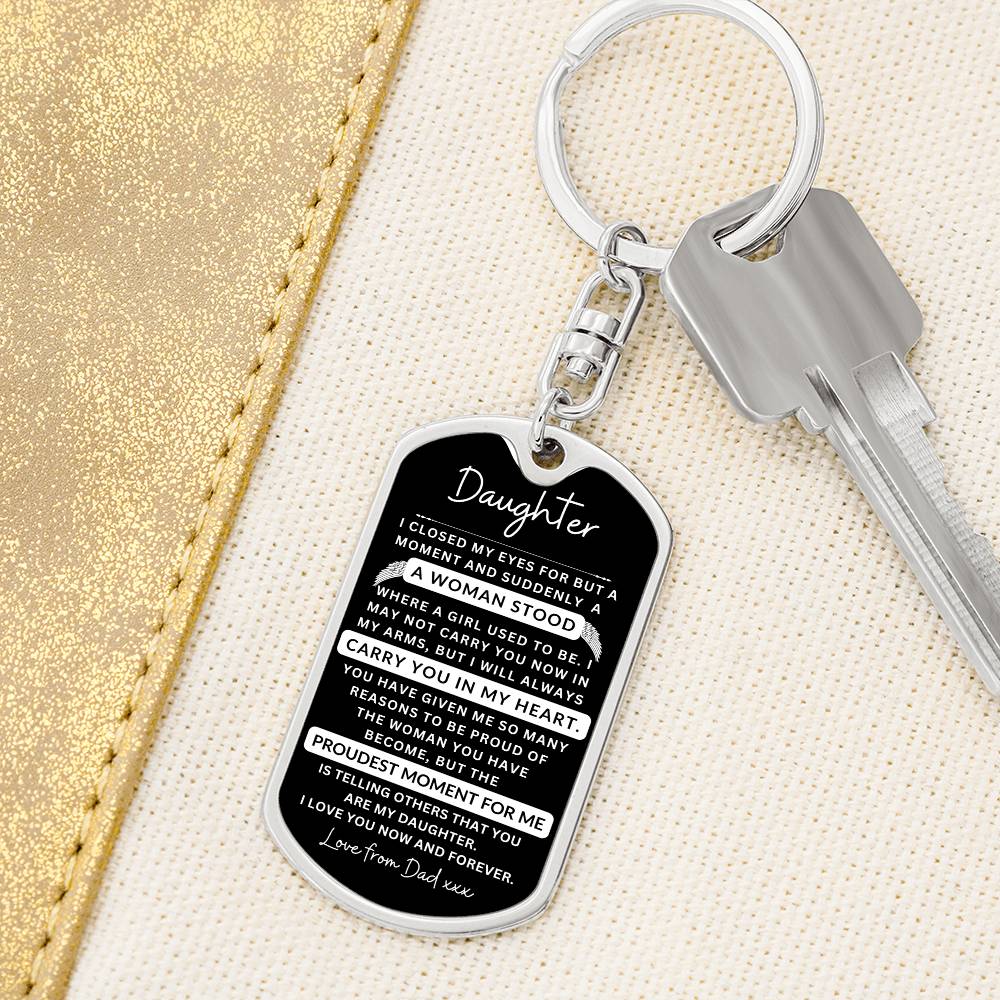 Dog Tag Keychain I Closed My Eyes To Daughter From Dad