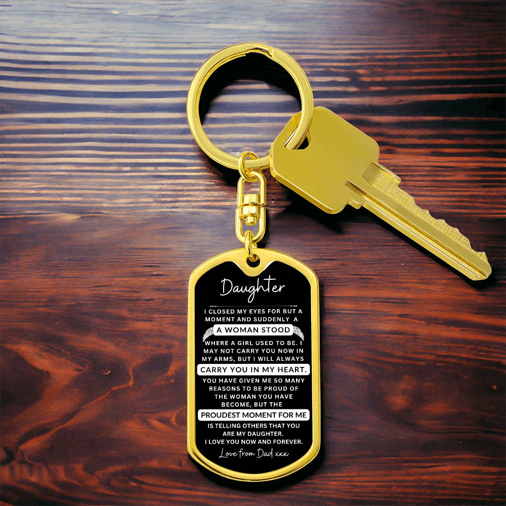 Dog Tag Keychain I Closed My Eyes To Daughter From Dad