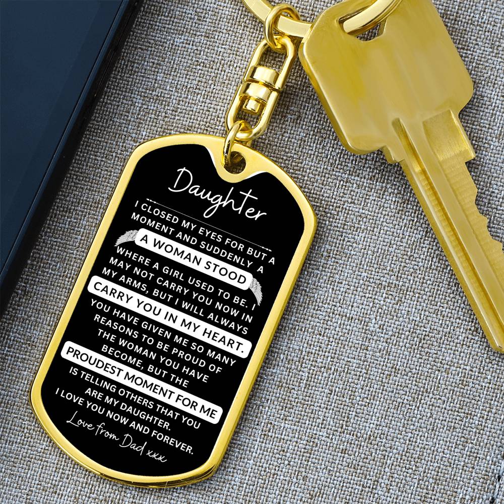 Dog Tag Keychain I Closed My Eyes To Daughter From Dad