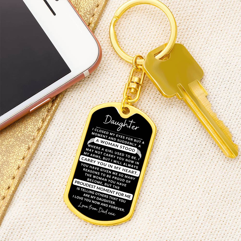 Dog Tag Keychain I Closed My Eyes To Daughter From Dad