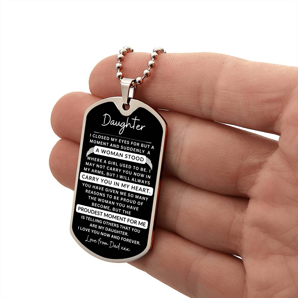 Dog Tag Necklace I Closed My Eyes To Daughter From Dad