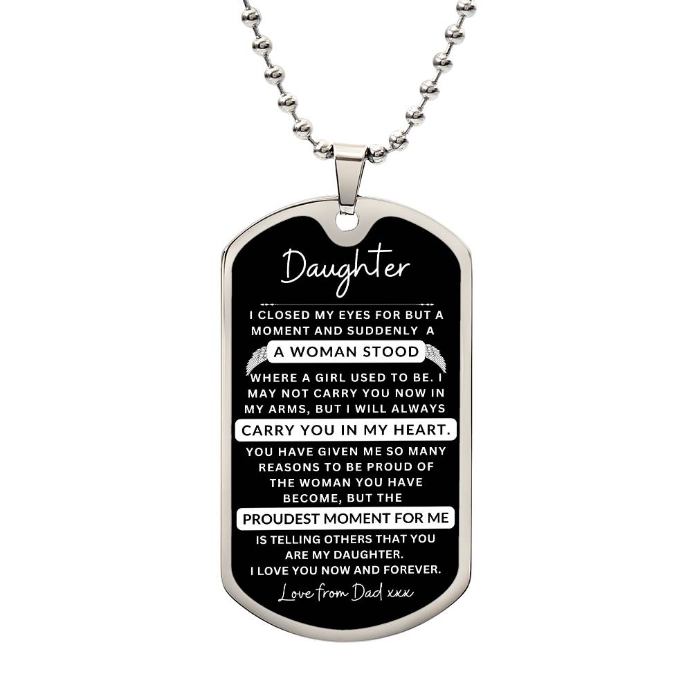 Dog Tag Necklace I Closed My Eyes To Daughter From Dad