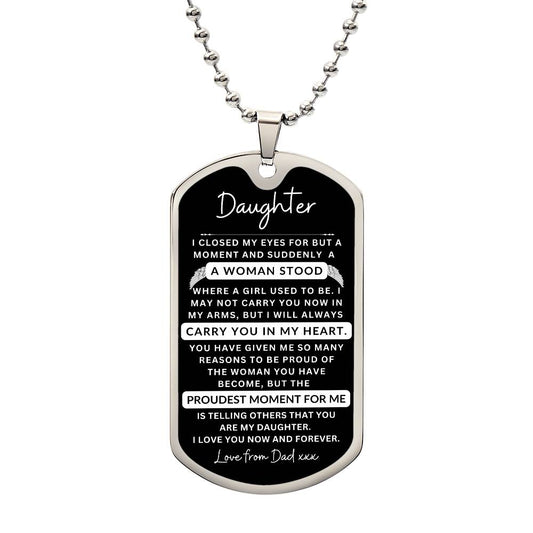 Dog Tag Necklace I Closed My Eyes To Daughter From Dad