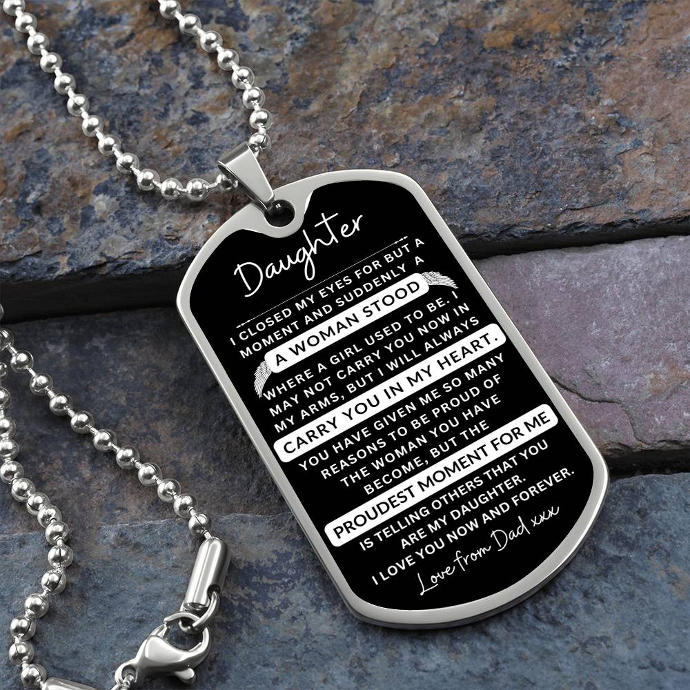 Dog Tag Necklace I Closed My Eyes To Daughter From Dad