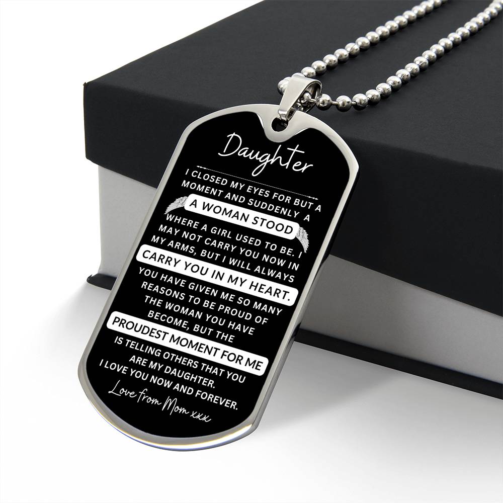 Dog Tag Necklace I Closed My Eyes To Daughter From Mom