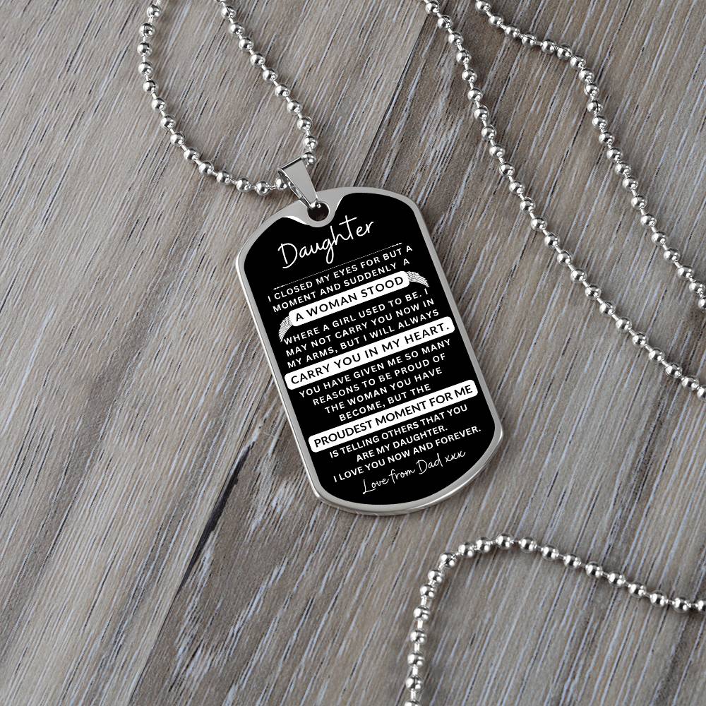 Dog Tag Necklace I Closed My Eyes To Daughter From Dad