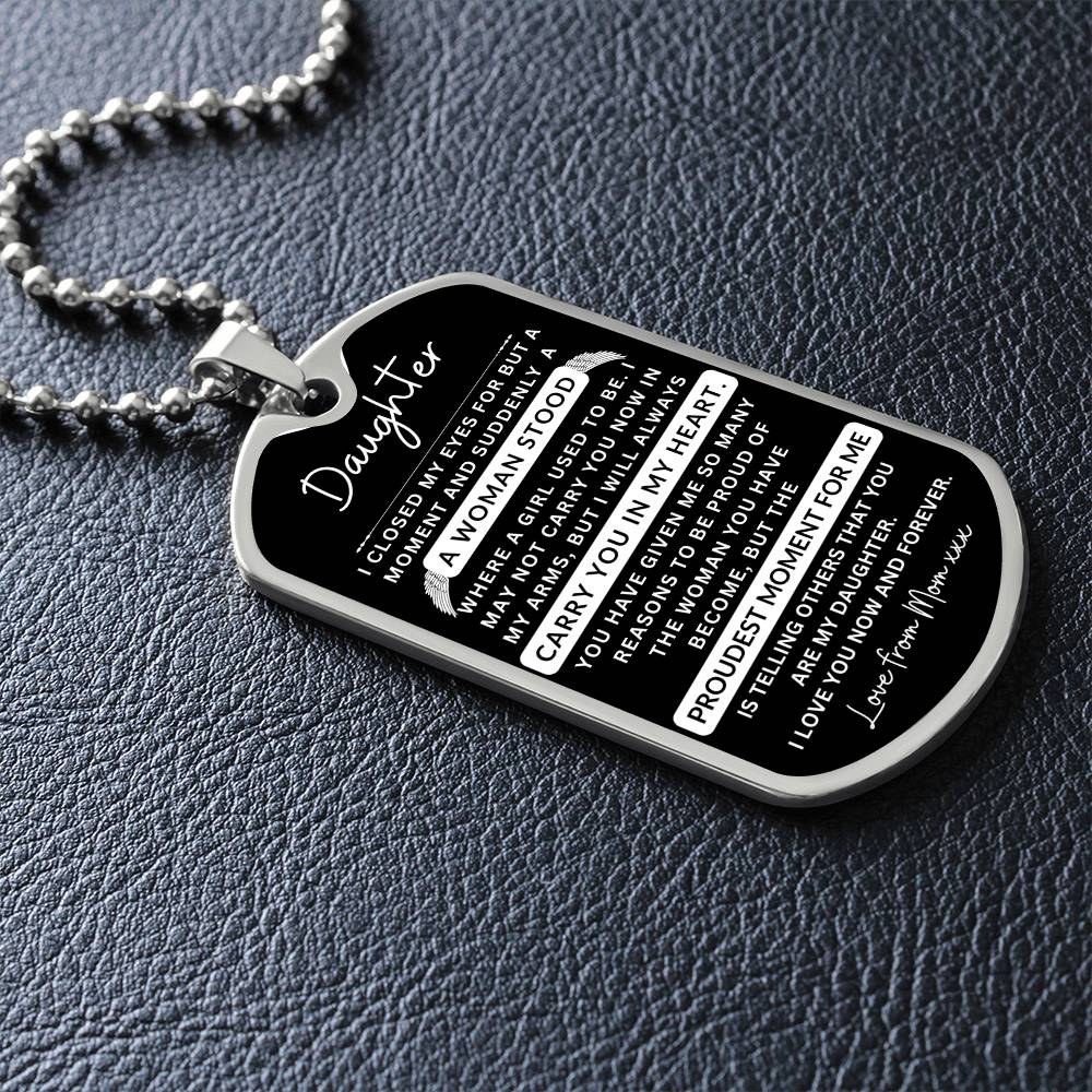 Dog Tag Necklace I Closed My Eyes To Daughter From Mom