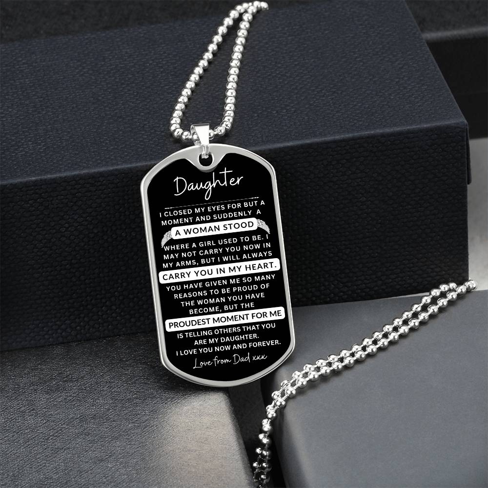 Dog Tag Necklace I Closed My Eyes To Daughter From Dad