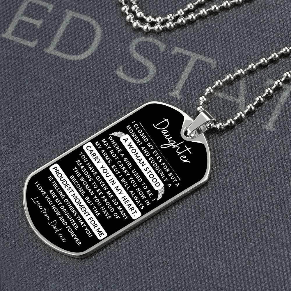 Dog Tag Necklace I Closed My Eyes To Daughter From Dad