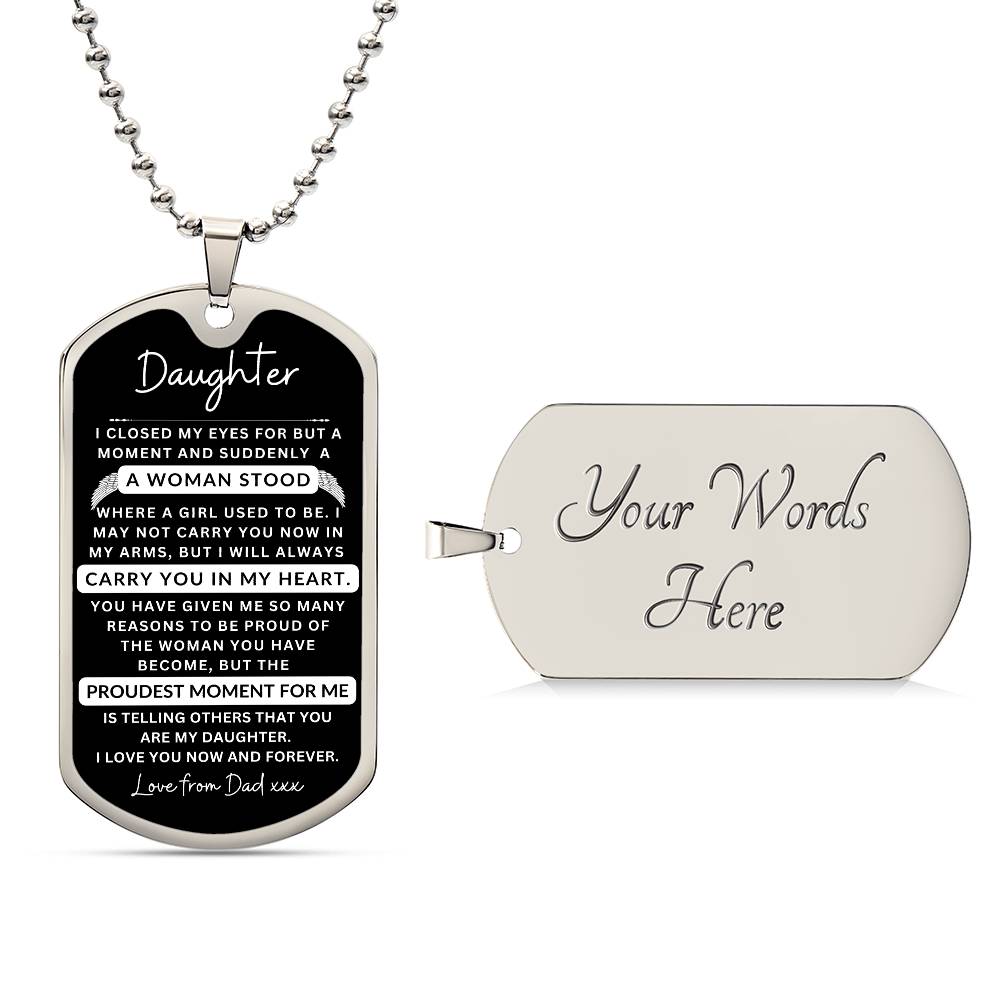 Dog Tag Necklace I Closed My Eyes To Daughter From Dad