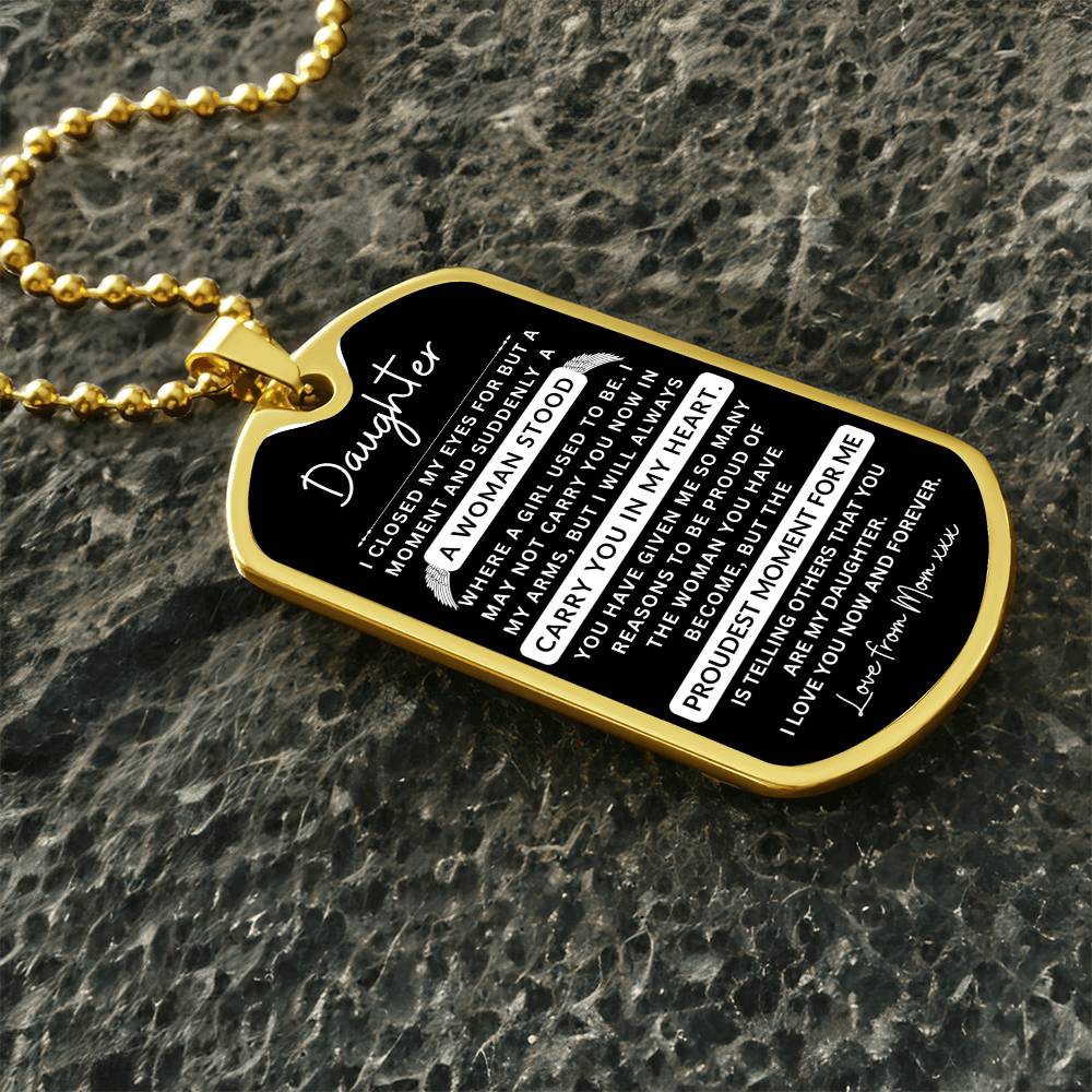 Dog Tag Necklace I Closed My Eyes To Daughter From Mom