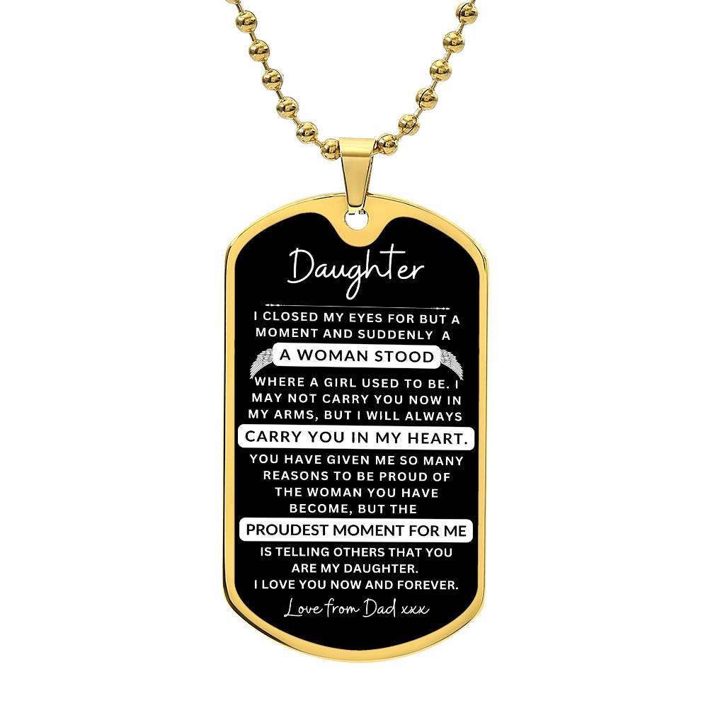 Dog Tag Necklace I Closed My Eyes To Daughter From Dad