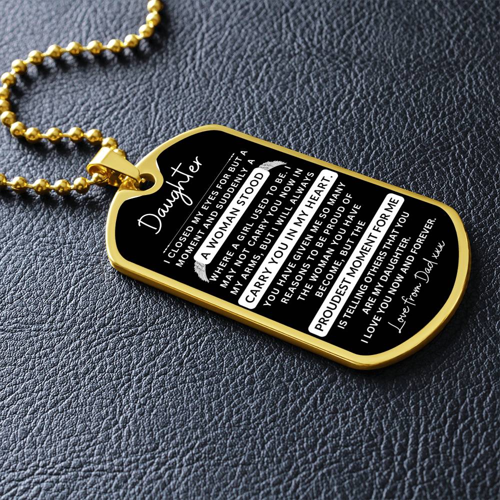 Dog Tag Necklace I Closed My Eyes To Daughter From Dad