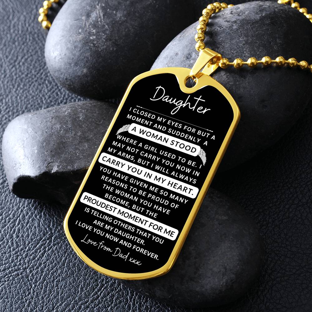 Dog Tag Necklace I Closed My Eyes To Daughter From Dad