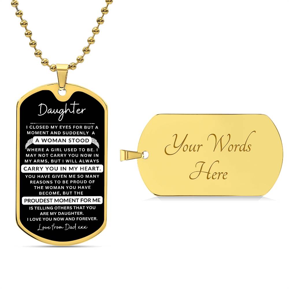 Dog Tag Necklace I Closed My Eyes To Daughter From Dad