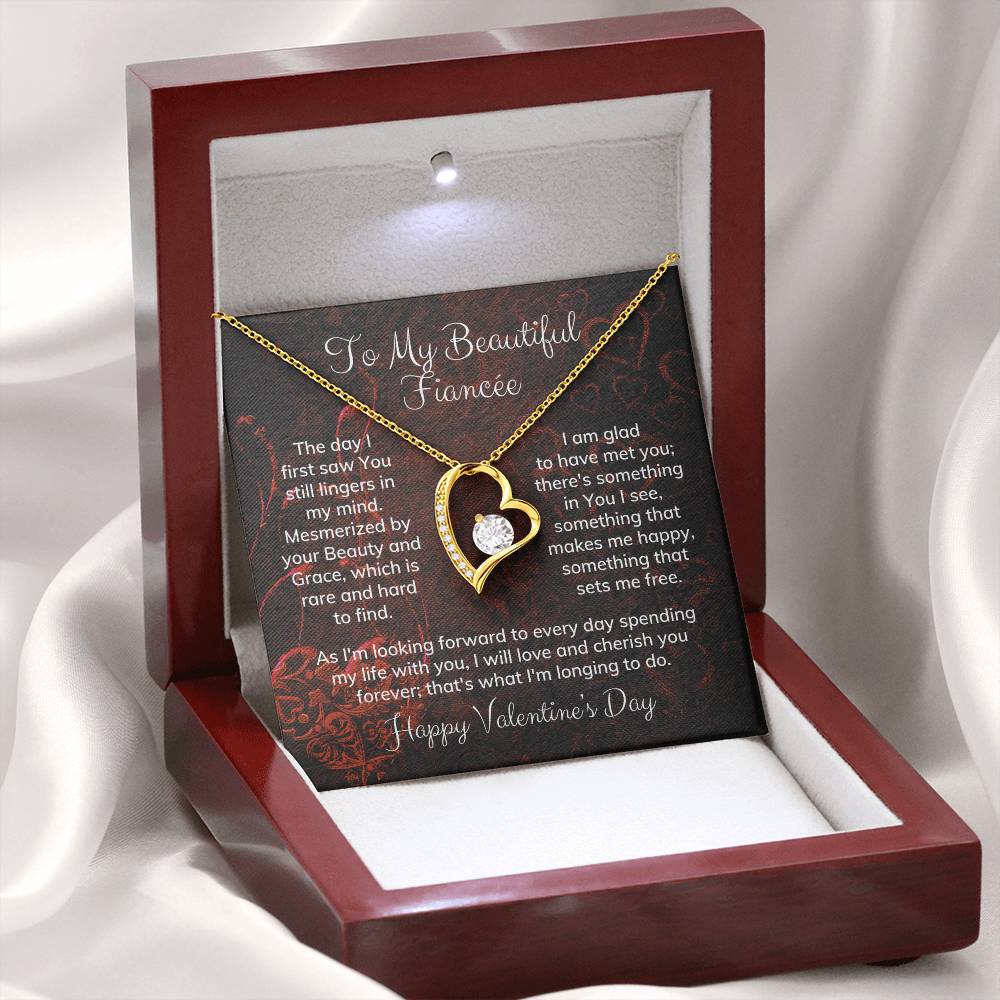 To My Beautiful Fiancée Alluring Beauty Necklace Heart Shaped Message Card