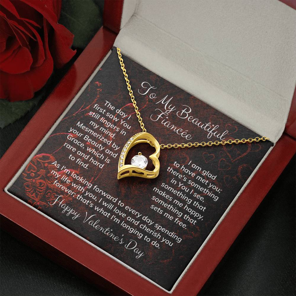 To My Beautiful Fiancée Alluring Beauty Necklace Heart Shaped Message Card