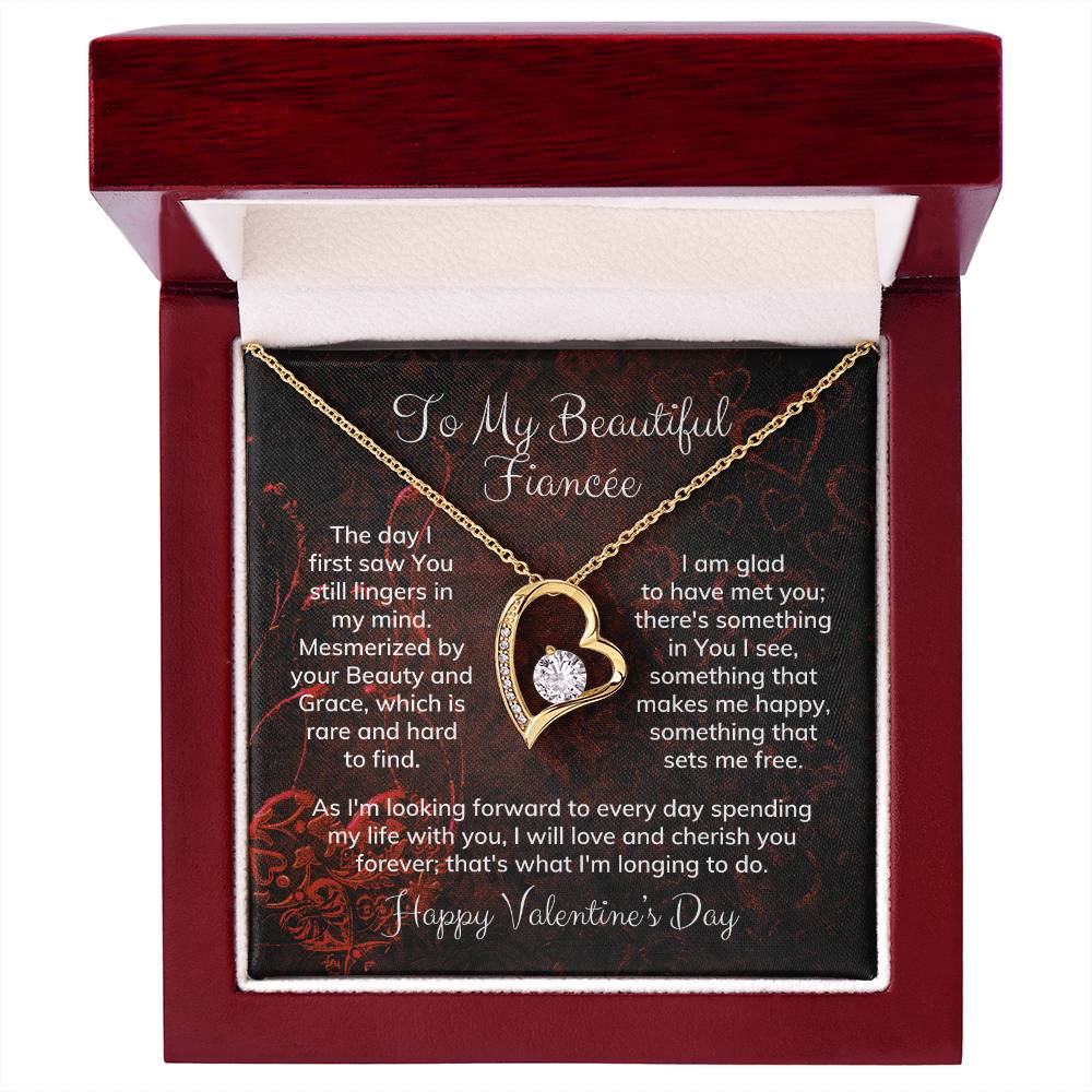 To My Beautiful Fiancée Alluring Beauty Necklace Heart Shaped Message Card