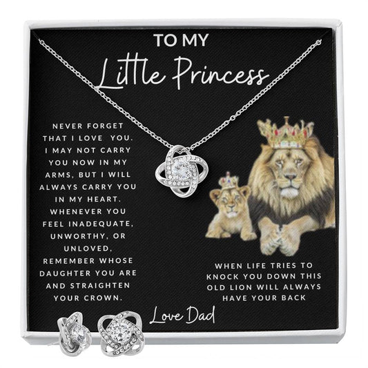 To My Little Princess Love Knot  and Earring and Necklace Set