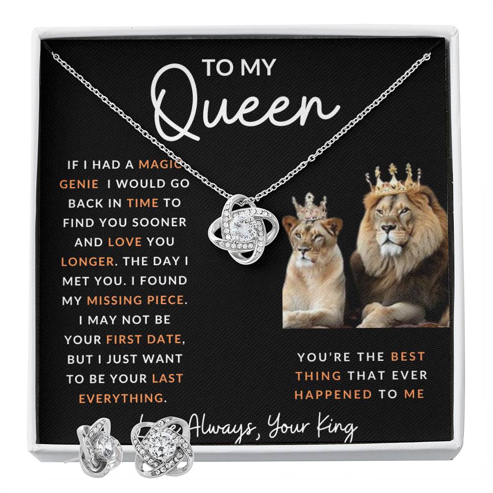 To My Queen Love Knot  and Earring and Necklace Set