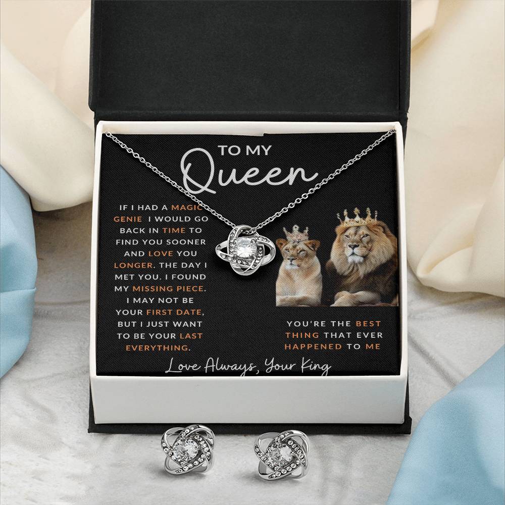 To My Queen Love Knot  and Earring and Necklace Set