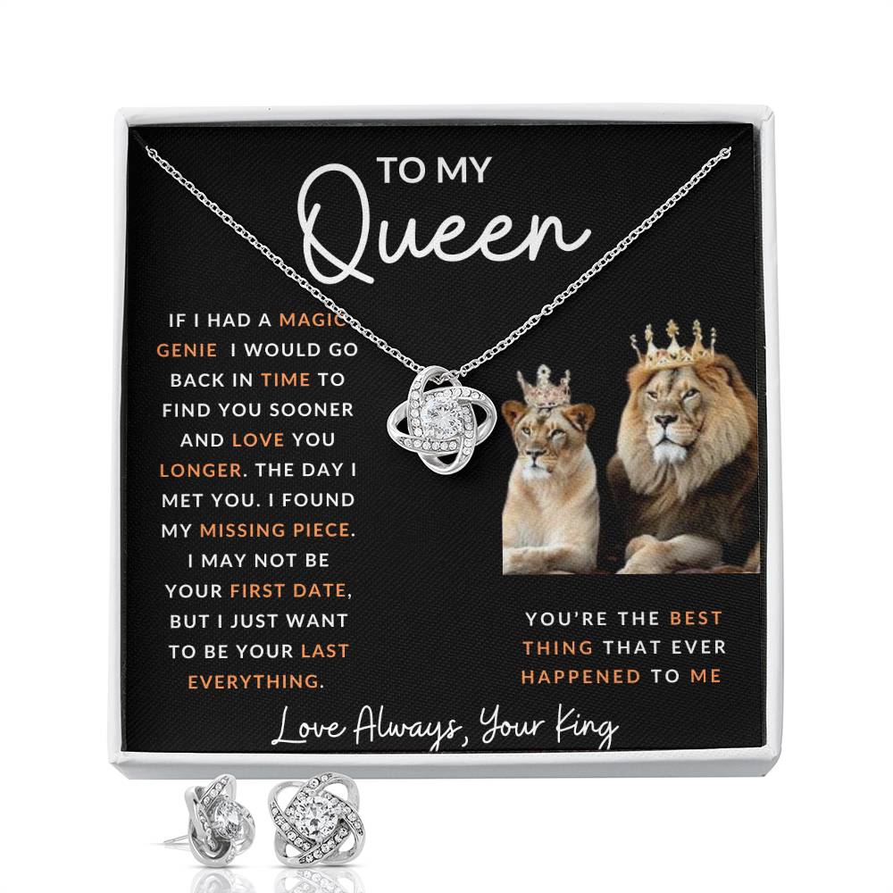 To My Queen Love Knot  and Earring and Necklace Set