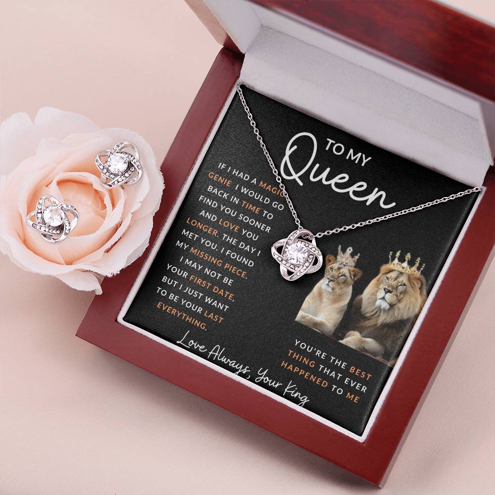 To My Queen Love Knot  and Earring and Necklace Set