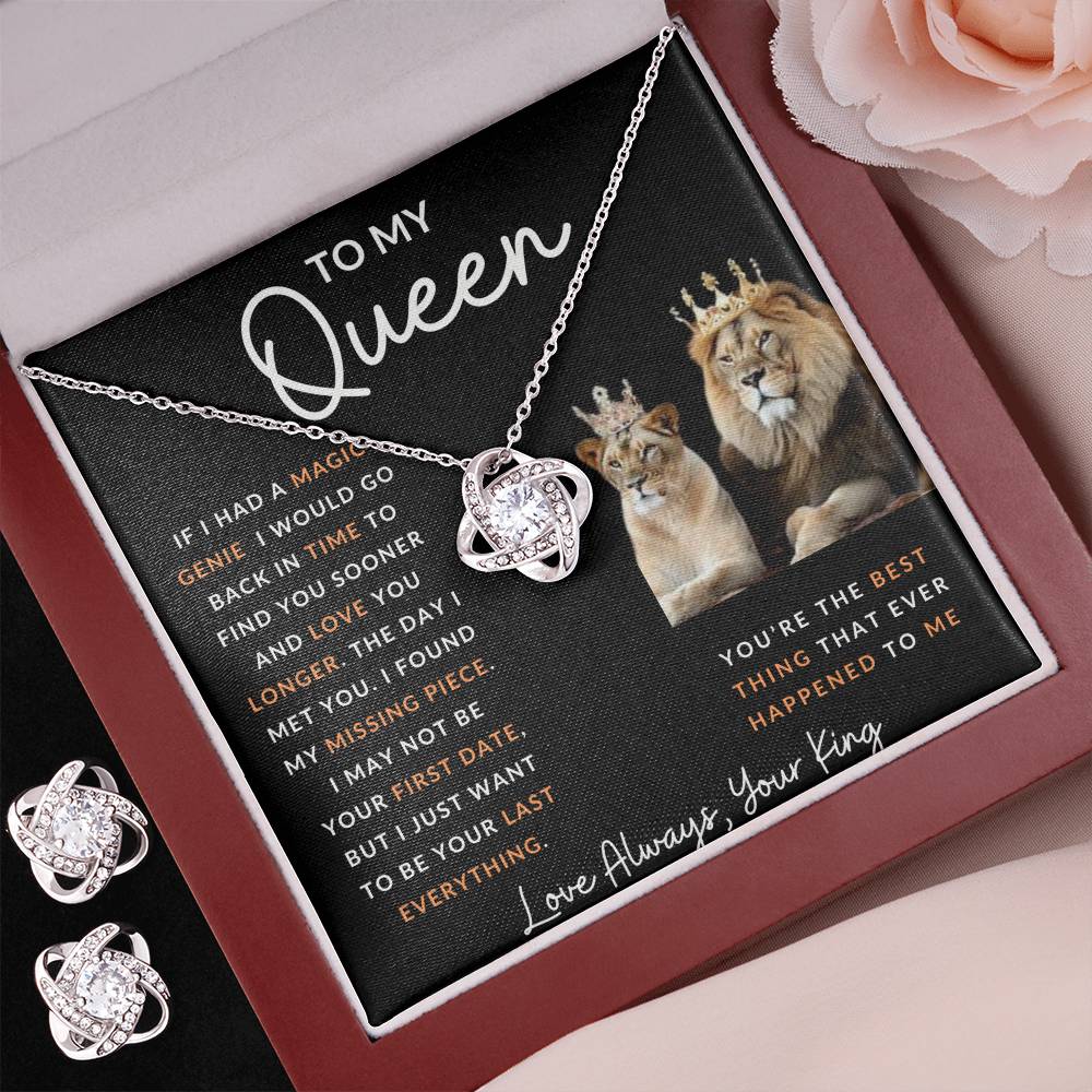 To My Queen Love Knot  and Earring and Necklace Set