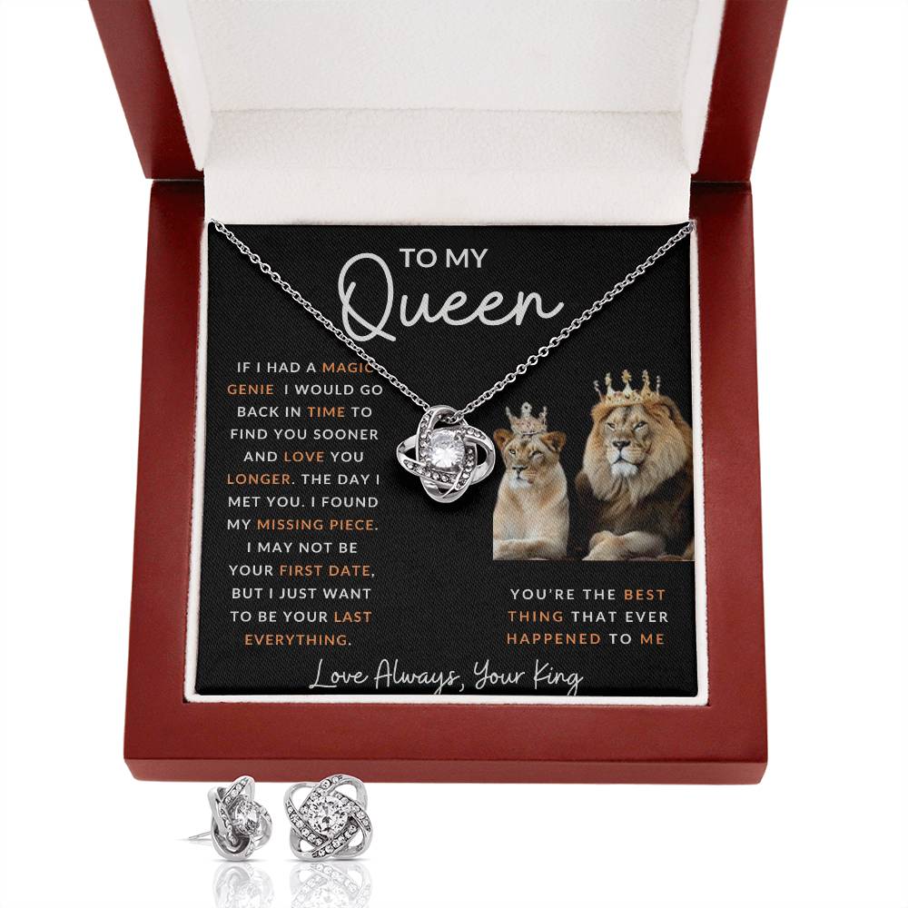 To My Queen Love Knot  and Earring and Necklace Set