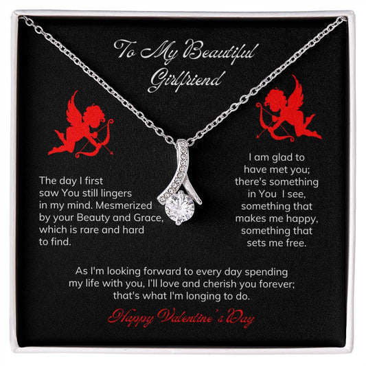 To My Beautiful Girlfriend Alluring Beauty Necklace Angels Message Card