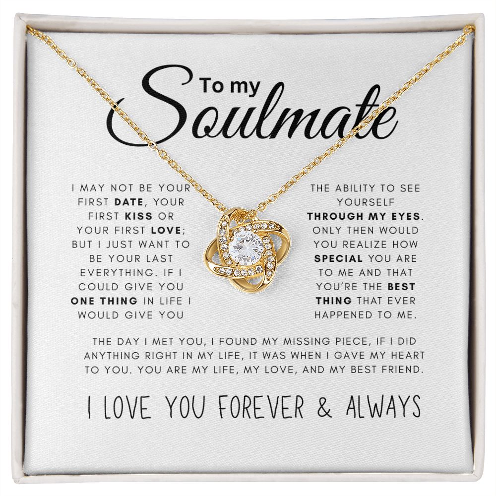 To My Soulmate Black & White Love Knot Necklace