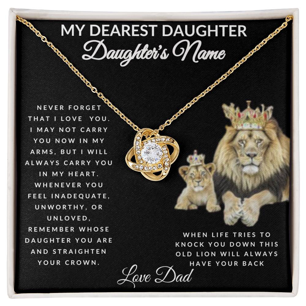 Dearest Daughter Personalized Love Knot Necklace From Dad