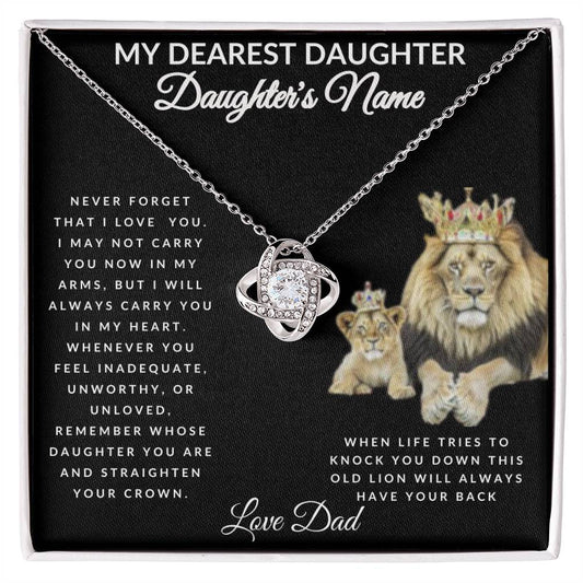 Dearest Daughter Personalized Love Knot Necklace From Dad