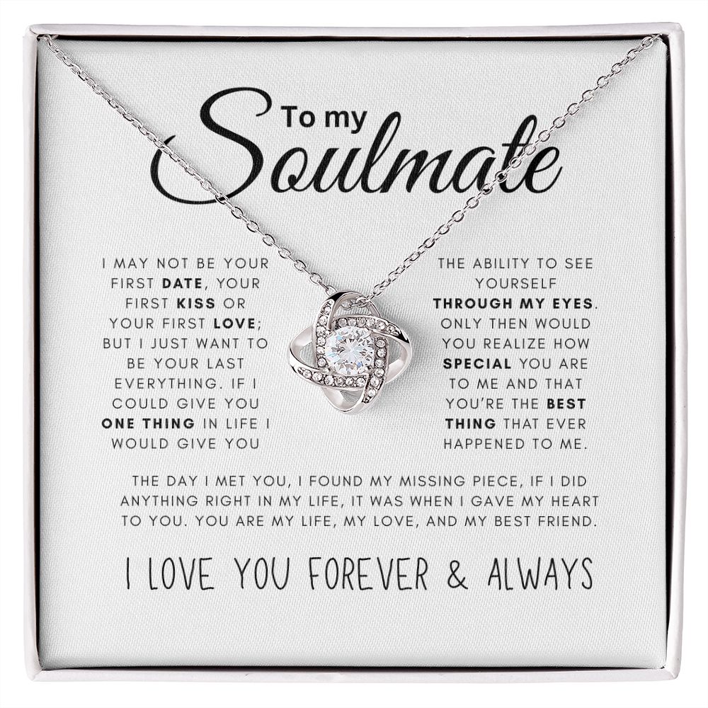 To My Soulmate Black & White Love Knot Necklace