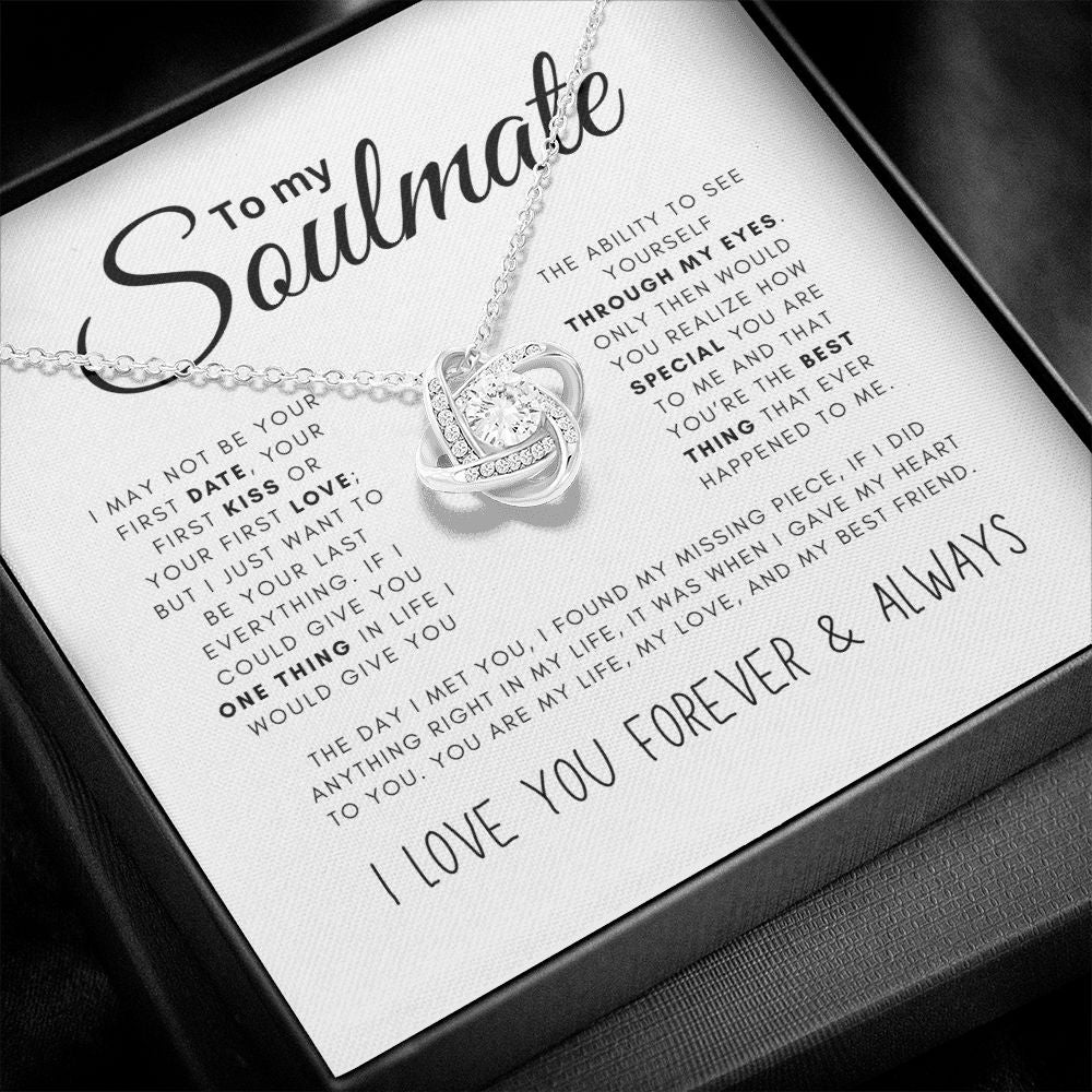 To My Soulmate Black & White Love Knot Necklace