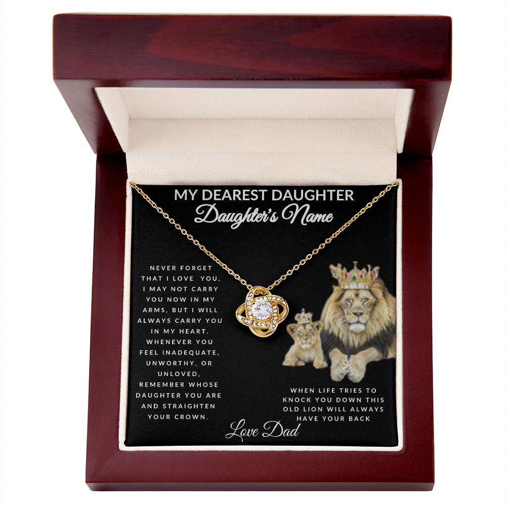 Dearest Daughter Personalized Love Knot Necklace From Dad