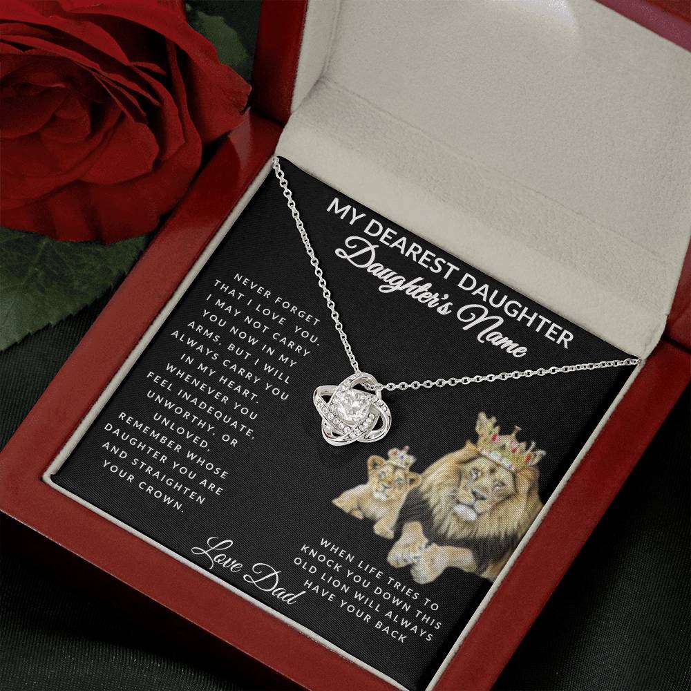 Dearest Daughter Personalized Love Knot Necklace From Dad