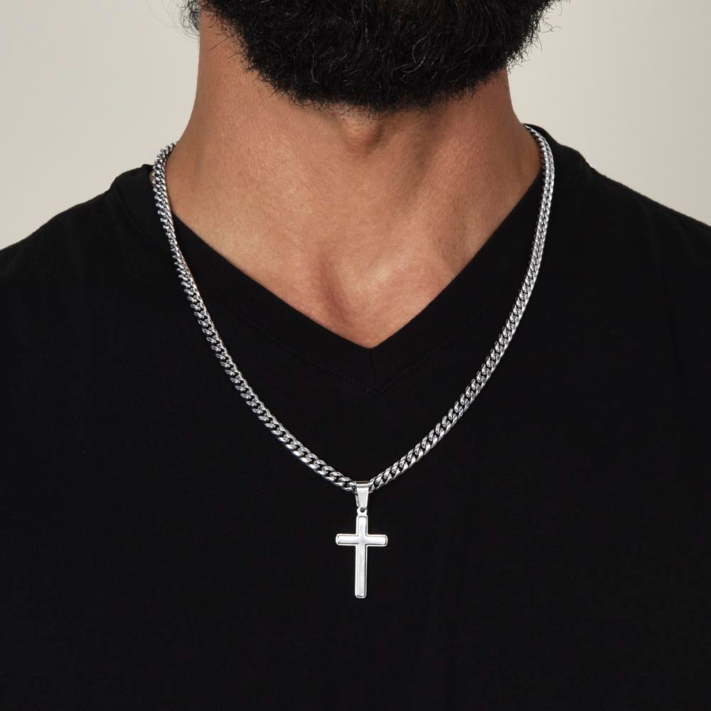 To Dad From Son's or Daughter's Name Cross Necklace