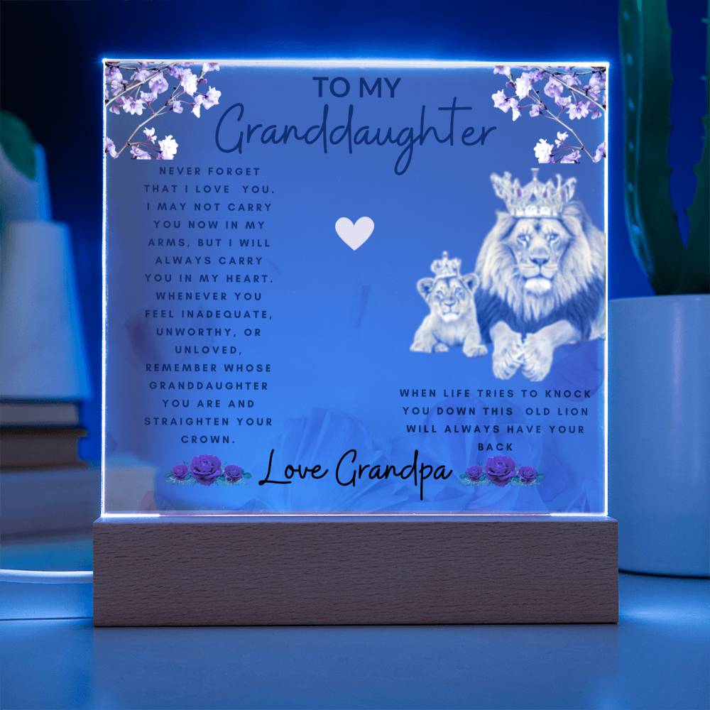 Acrylic Plaque To Granddaughter From Grandpa